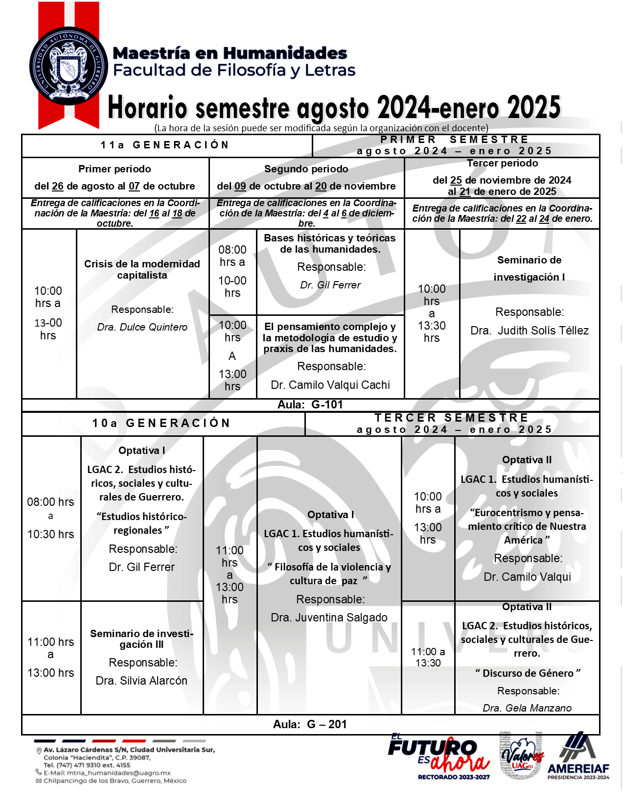 horario agosto 2024 enero 2025